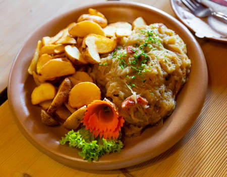 Pork ribs stewed with cabbageの写真素材