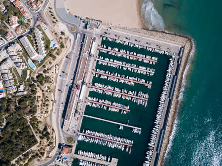 Overview of marina of Torredembarraの写真素材