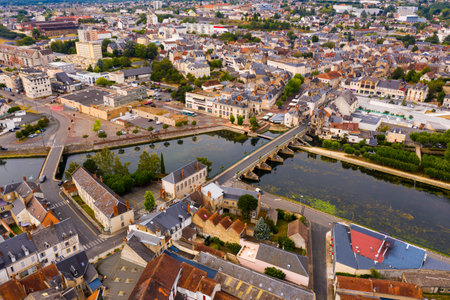 Panoramic aerial view of Vierzon in the cher Department
