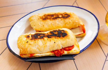 cuisine spanish hot sandwich with chorizo for breakfast