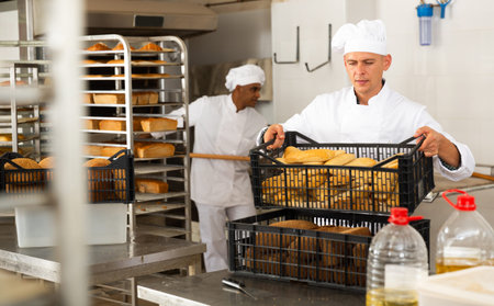 portrait of european male baker in bakery