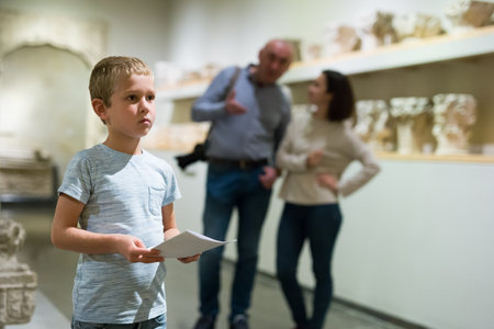 Family visiting museumの写真素材