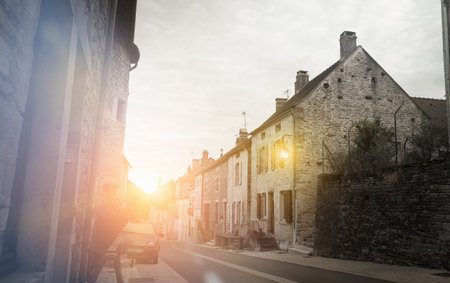Image of Bligny-sur-Ouche city historical streets and buildingの写真素材
