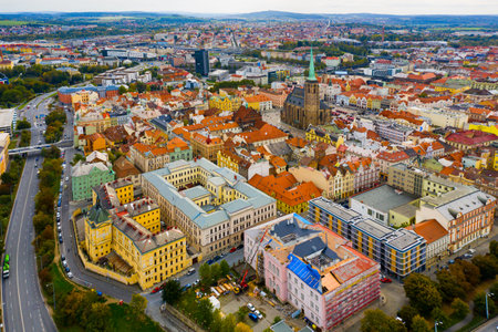 Aerial view on the city Plzen.