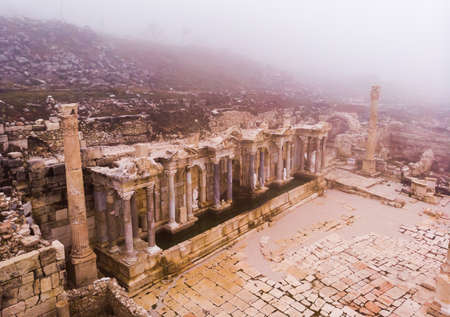 Ruins of Antonine Nymphaeum in ancient city of Sagalassos, Turkeyの写真素材