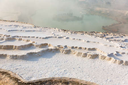 Travertine terraces at Pamukkaleの写真素材