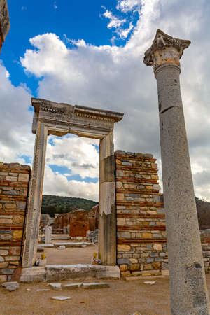Preserved architectural elements of Church of Virgin in Ephesus, Turkeyの写真素材