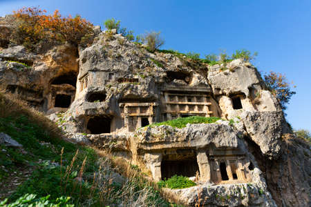 Turkish tourist attraction the ancient tomb of Bellerophon in the city of Tlos.の写真素材