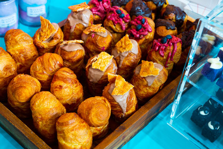 Traditional Turkish custard cakes on shop window