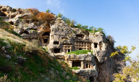 Turkish tourist attraction the ancient tomb of Bellerophon in the city of Tlos.の写真素材