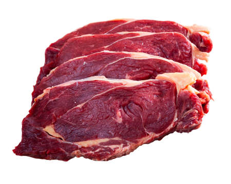 Raw beef entrecotesの写真素材