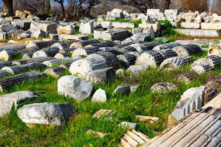 Architectural elements at Turkish archaeological site of Aphrodisiasの写真素材