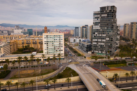 Landscape of Barcelona in coastal zoneの写真素材