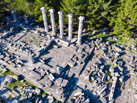 Temple of Athena in Prieneの写真素材