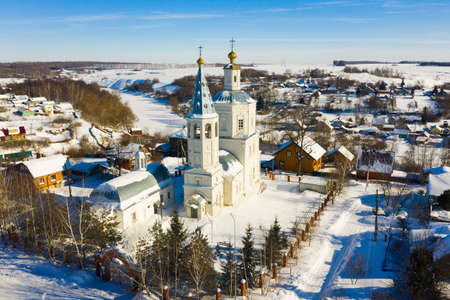 City of Venev. Aerial view of Epiphany Church. Russiaの写真素材
