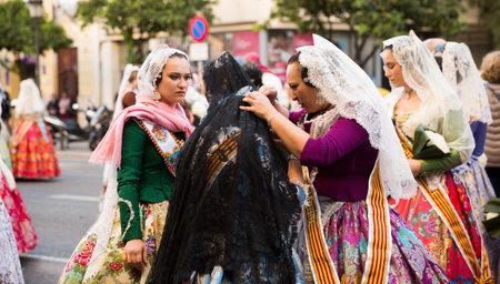 People in national costumes during Fallesのeditorial素材