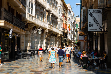 Cartagena, Spain - September 20, 2020: Walk through the beautiful streets of old town of Cartagena. Spainのeditorial素材