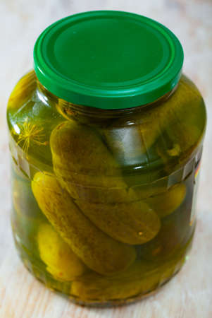 Homemade pickled cucumbersの写真素材