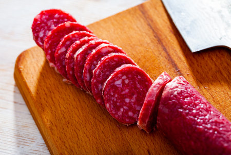 Sliced dry cured sausage Fuet Nobleza