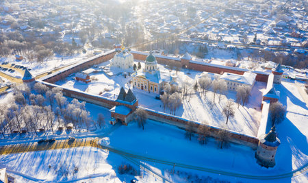 Kremlin and St. Nicholas Cathedral at Zarayskの写真素材