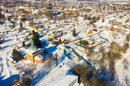 City of Venev. Aerial view of Epiphany Church. Russiaの写真素材