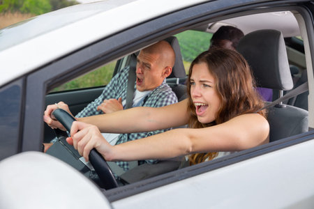 Driver and passengers scared screaming in the car before the accident