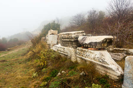 Architectural and sculptural details on ruins of ancient Sagalassos, Turkeyの写真素材