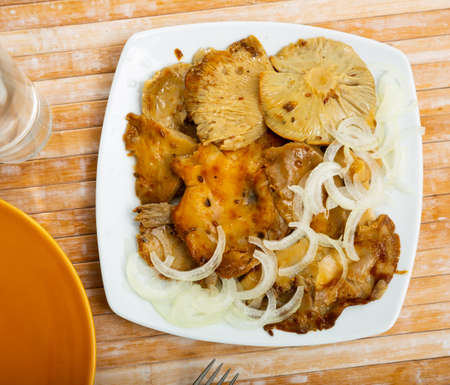 Salad bowl with pickled russulaの写真素材