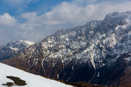 Rocky landscape of Greater Caucasus mountains on sunny spring dayの写真素材