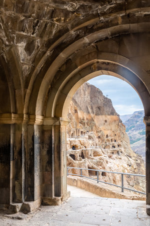 View of the historic cave city and the monastery complex of Vardziaの写真素材