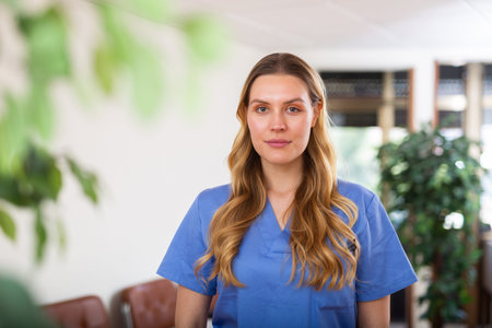 Female doctor assistant standing in medical office