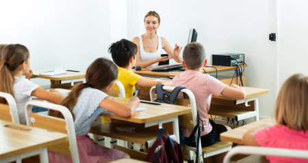 Schoolchildren in classroomの写真素材