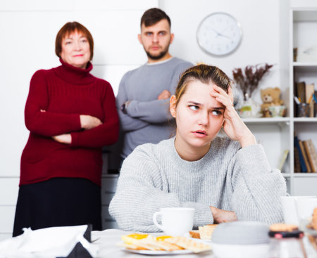 Offended girl after discord with family