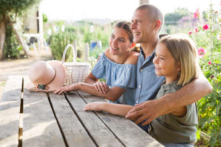 Portrait of happy familyの写真素材