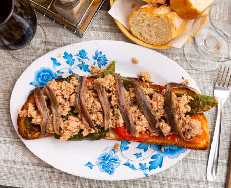 Appetizing Spanish snack Torrada de atunの写真素材