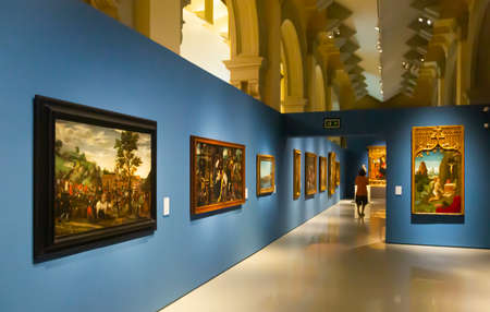 Barcelona, Spain - July 10, 2021: Interior of National Art Museum of Catalonia de Barcelonaのeditorial素材