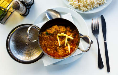 Lamb Karahi in large vessel. Indian cuisineの写真素材