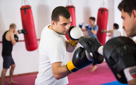 Two athlete men boxing