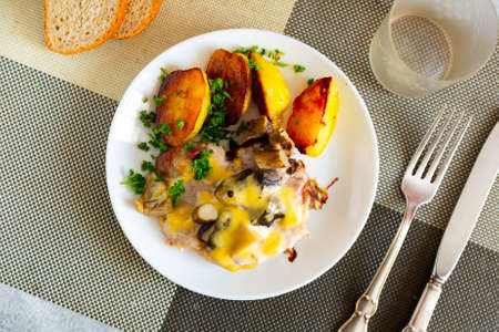 Popular Russian dish is merchant way meatの写真素材