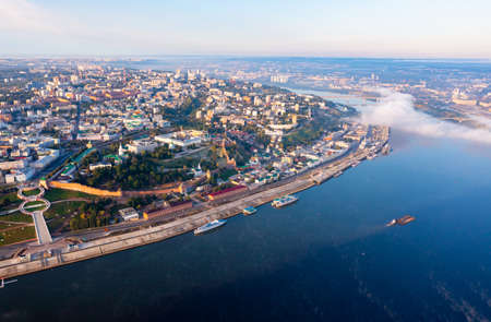 Aerial photo of Nizhny Novgorod in morningの写真素材