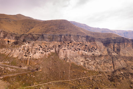 Vardzia cave monastery structures carved into mountain
