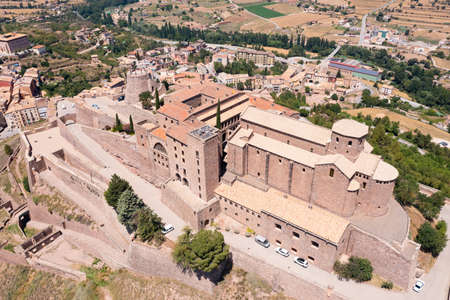Medieval fortress with romanesque Church on hilltop in Cardona, Spainの写真素材