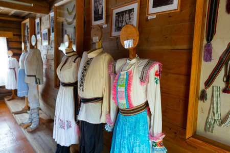 Kozmodemyansk, Russia - August 23, 2021: Mari Ethnographic Museum - clothing pavilionのeditorial素材