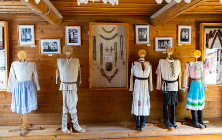 Kozmodemyansk, Russia - August 23, 2021: Mari Ethnographic Museum - clothing pavilionのeditorial素材