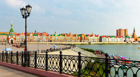 Yoshkar Ola, Russia - August 22, 2021: Picturesque Bruges embankment in city of Yoshkar-Olaのeditorial素材