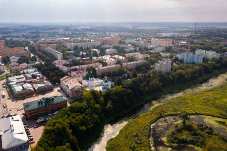 Aerial city landscape of Russian town Klinのeditorial素材