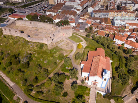 Aerial view of Graca Monastery and fortress landmark of Torres Vedrasの写真素材