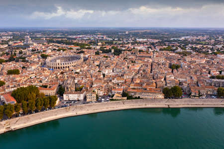 Aerial townscape of Arlesの写真素材