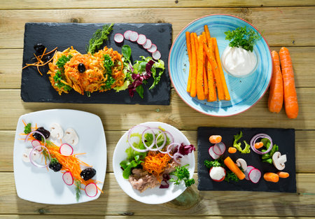 Set of dishes from carrotsの写真素材