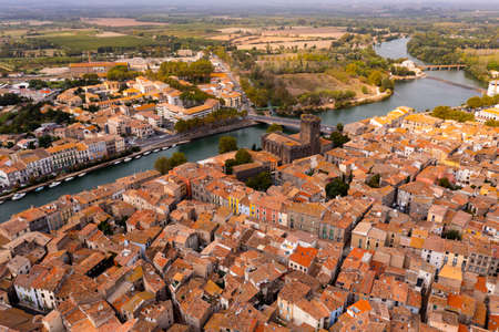 Airscape of French town Agdeの写真素材